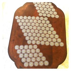 Handmade coffee table beaded crochet.